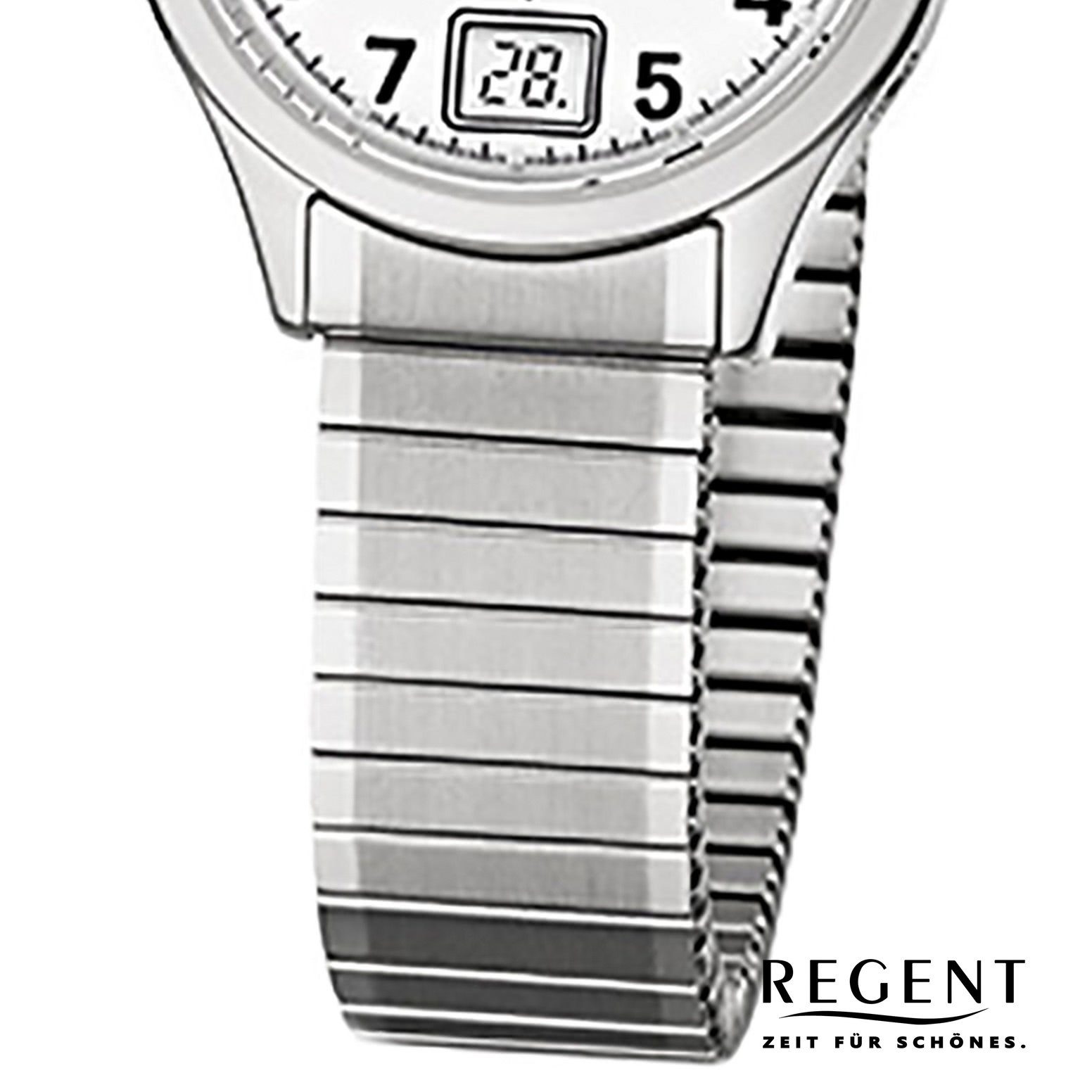 Regent Funkuhr Regent Damen-Armbanduhr silber, 29mm), rund, Damen (ca. Funkuhr klein Edelstahlarmband