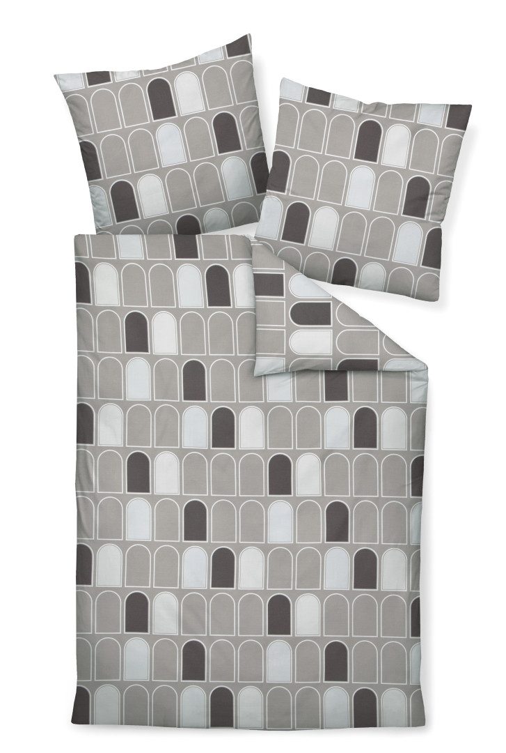 Janine Bettwäsche Janine Mako Satin Bettwäsche J.D. 87084-07 taupe, Baumwolle, 100% Baumwolle