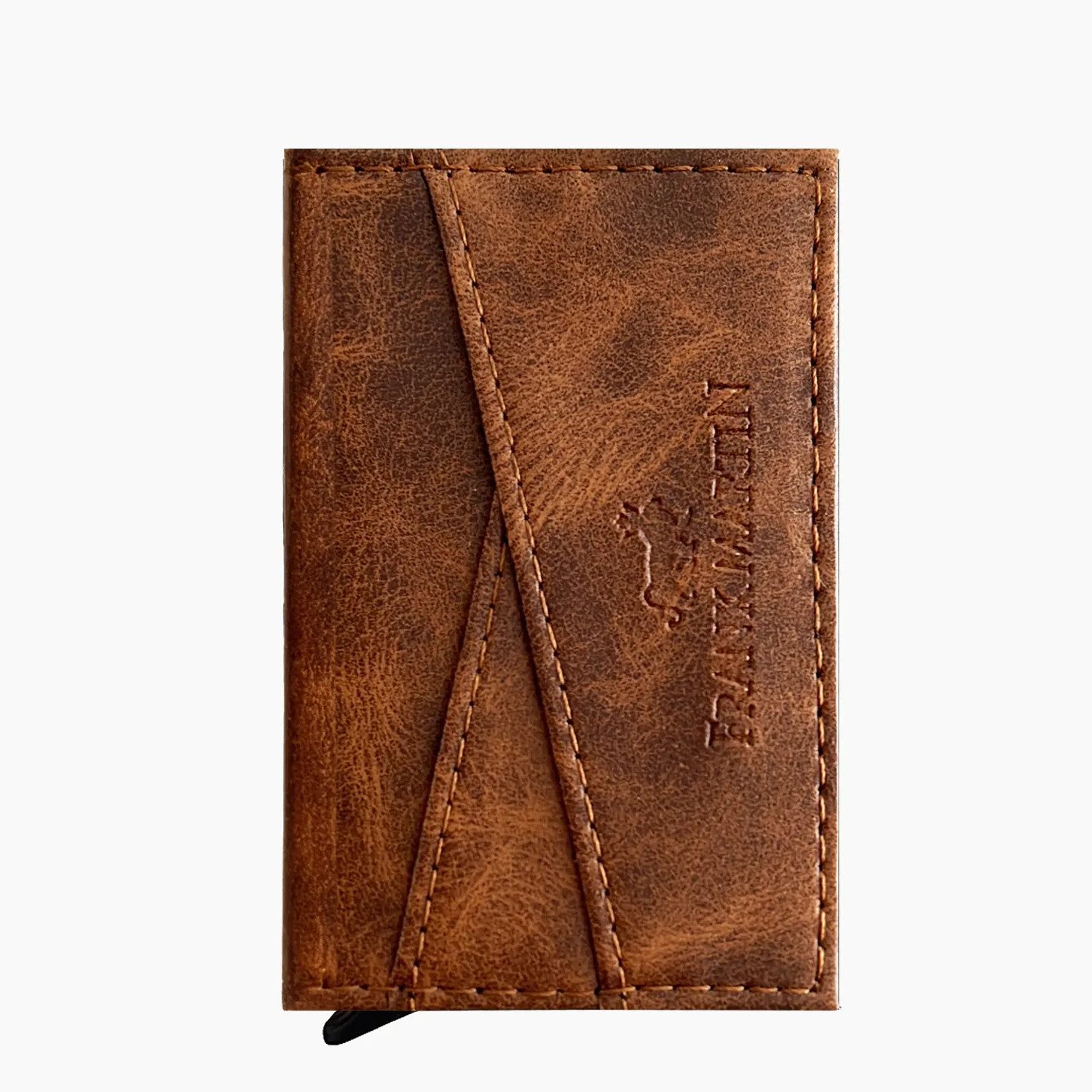 Jungengel Mini Geldbörse Slim Wallet Kartenetui RFID Schutz Kunstleder Braun Geldbörse, RFID-geschützt, 9 Kartenfächer, Geschenkbox