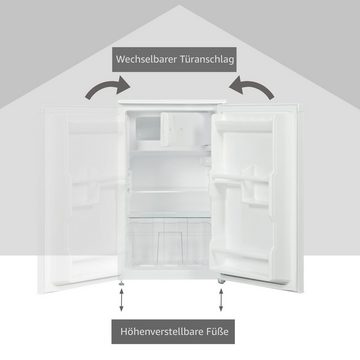 Telefunken Kühlschrank CF-32-151-W, 83.8 cm hoch, 48 cm breit, Tischkühlschrank mit Gefrierfach, 81 L Gesamt-Nutzinhalt