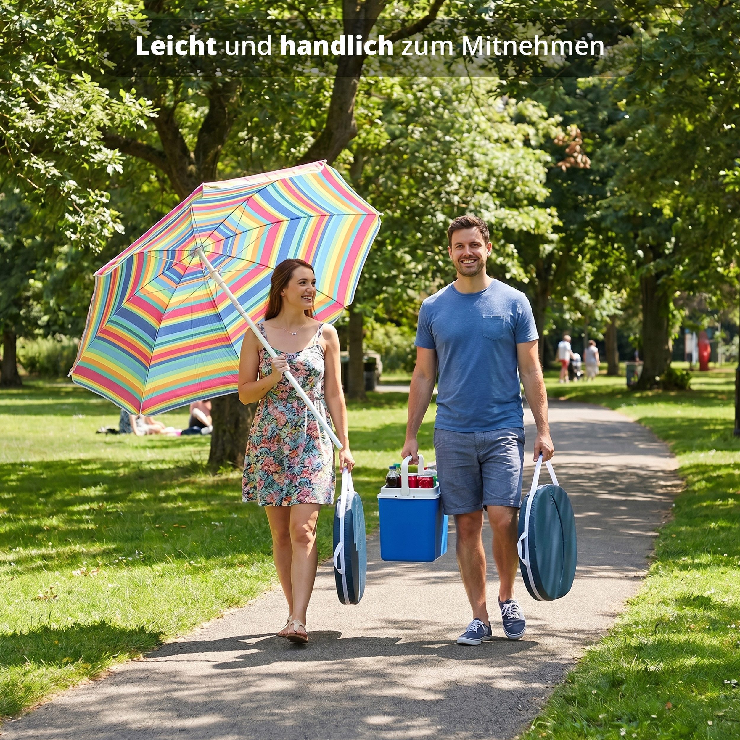 KHG Sitzkissen Sitzkissen 1 Stück Blau, Strandliege mit verstellbarer Rückenlehne – Bild 3 von 5