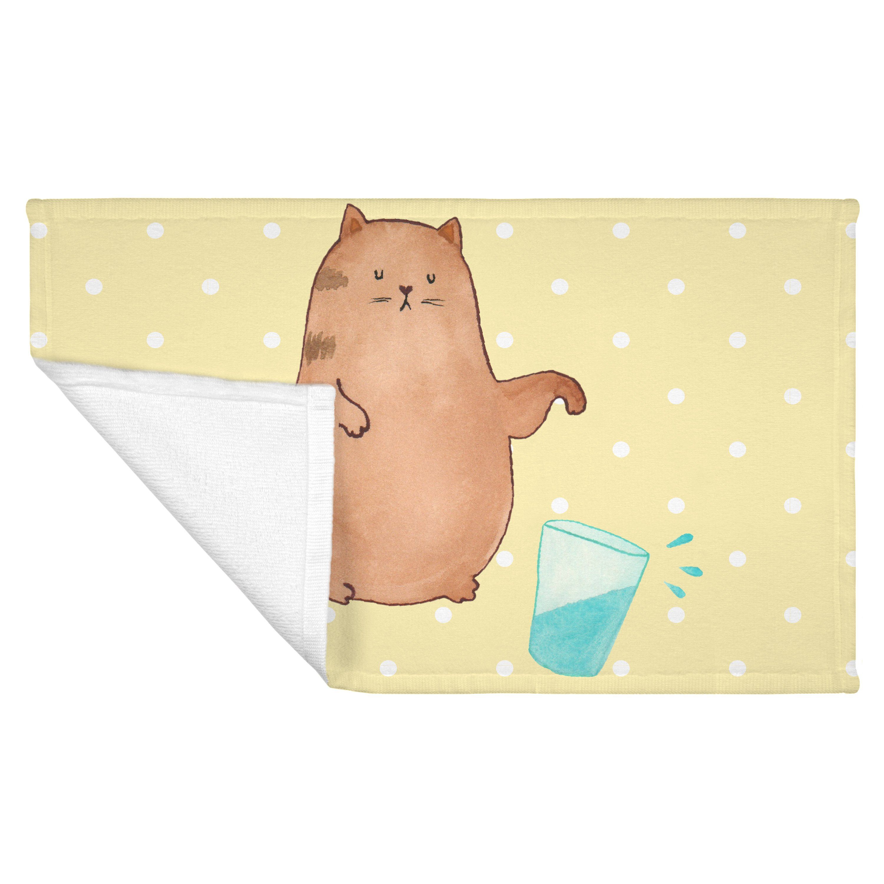 Mr. & Mrs. Katzenlie, - Panda Frottier, (1-St) Handtuch Geschenk, Pastell - Wasserglas Katze Cat, Gelb