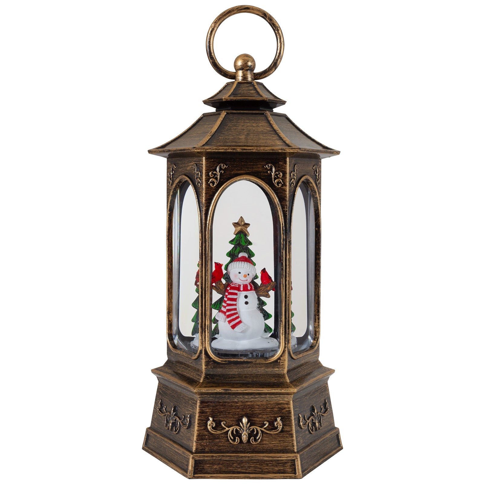 Christmas Paradise LED Laterne Schneelaterne 26 cm, Weihnachtsdeko, zuschaltbare Weihnachtsmusik, LED, warmweiß, schneit im Inneren, bronze