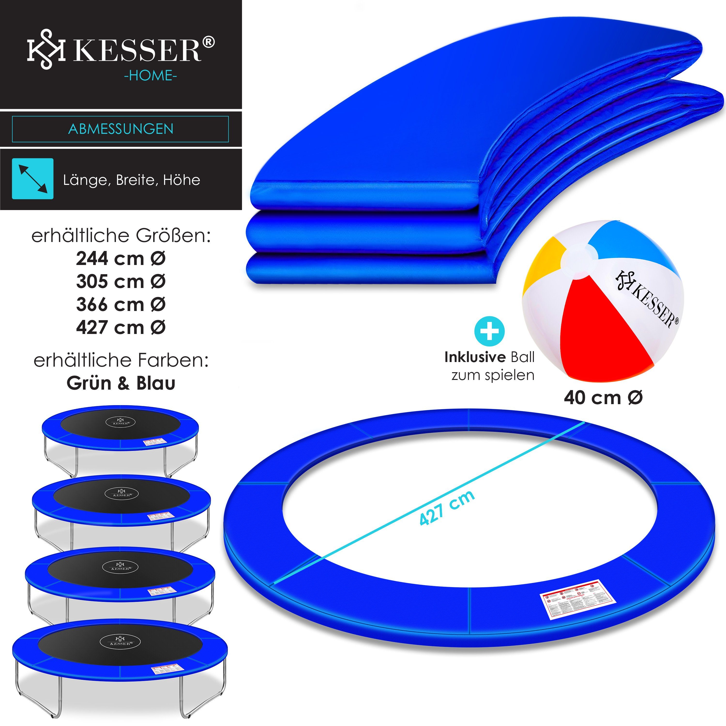 KESSER Gartentrampolin, Trampolin Randabdeckung 244 305 366 426 cm 30cm