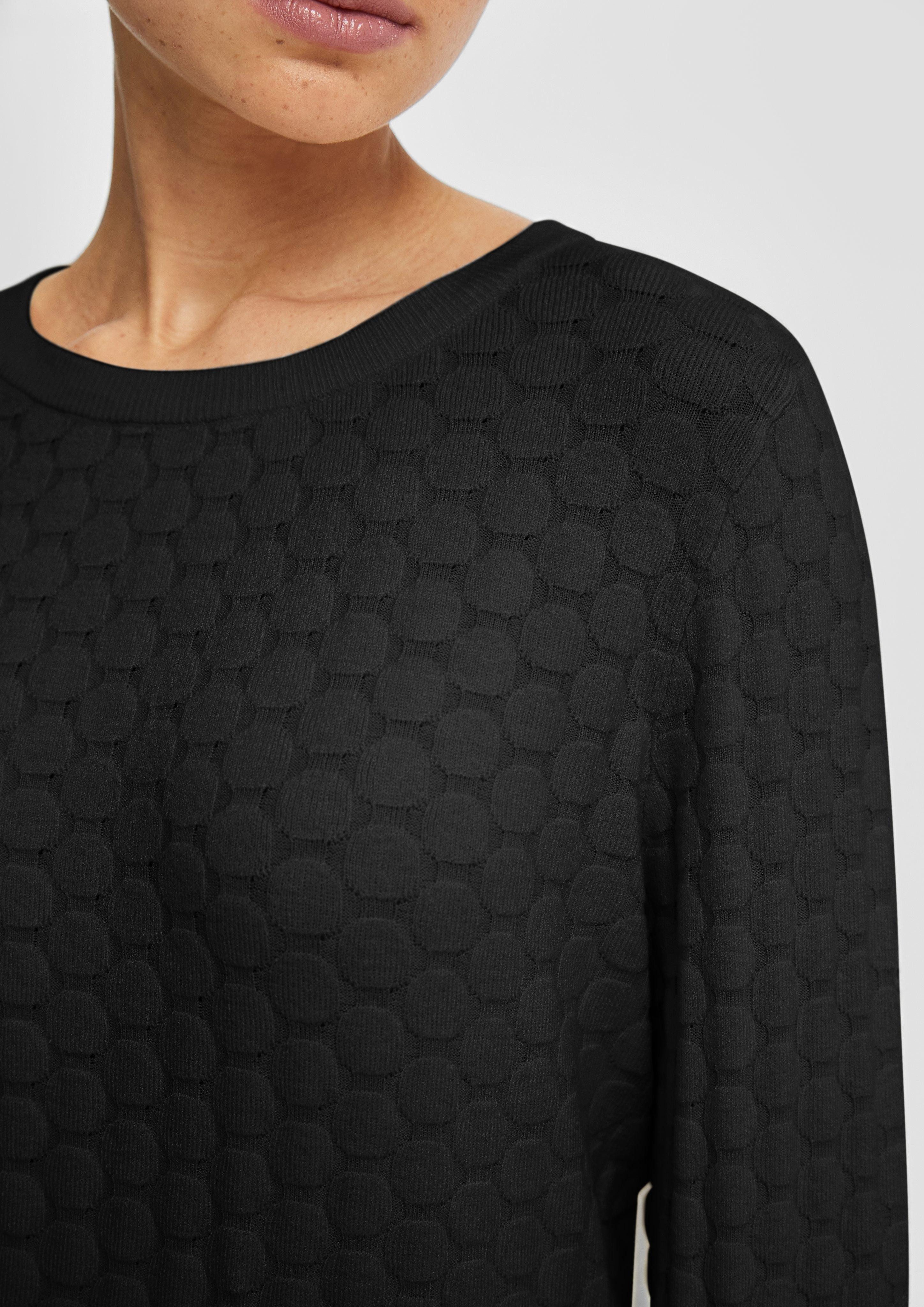QS Strickpullover Rundhalspullover mit Wabenstruktur günstig online kaufen