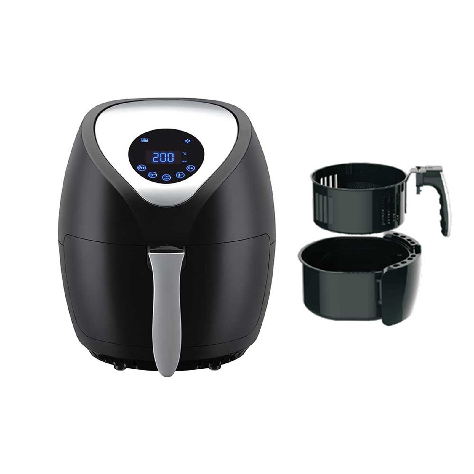 1400 W Lentz 1400 Heißluftfritteuse 3,6 Digital W, Liter LED-Touch-Display Schwarz, Heißluftfritteuse Temperaturwahl Timer