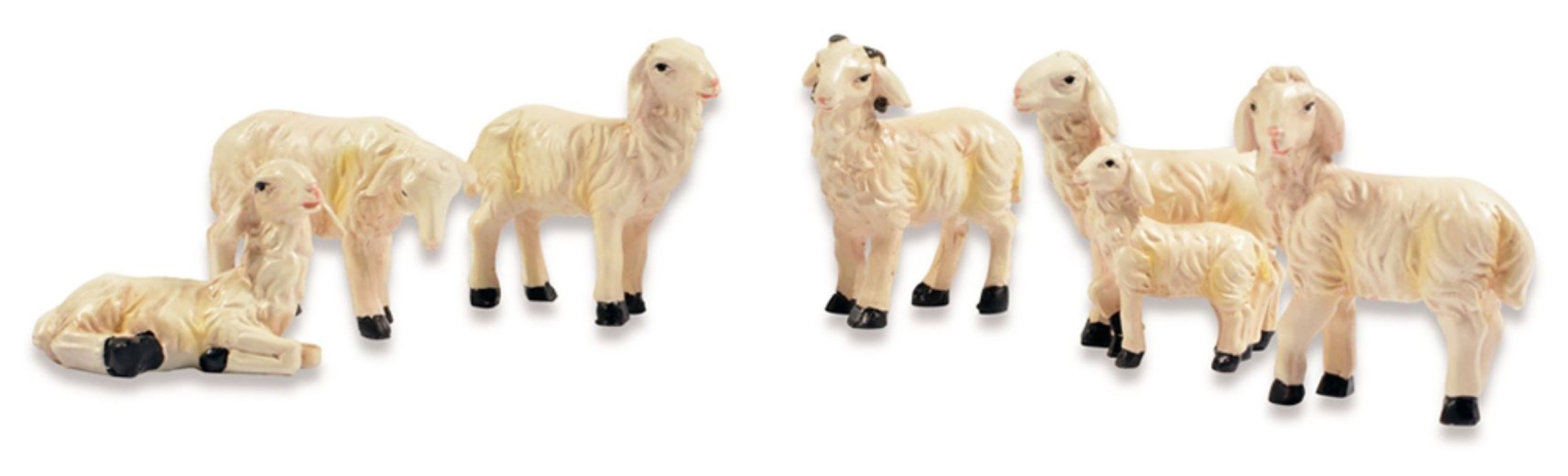 Krippen-Zubehör Schafe für Weihnachtskrippe - 6-tlg. Tierset Größe