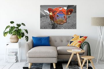 Pixxprint Leinwandbild Kuh auf Almwiese, Kuh auf Almwiese (1 St), Leinwandbild fertig bespannt, inkl. Zackenaufhänger