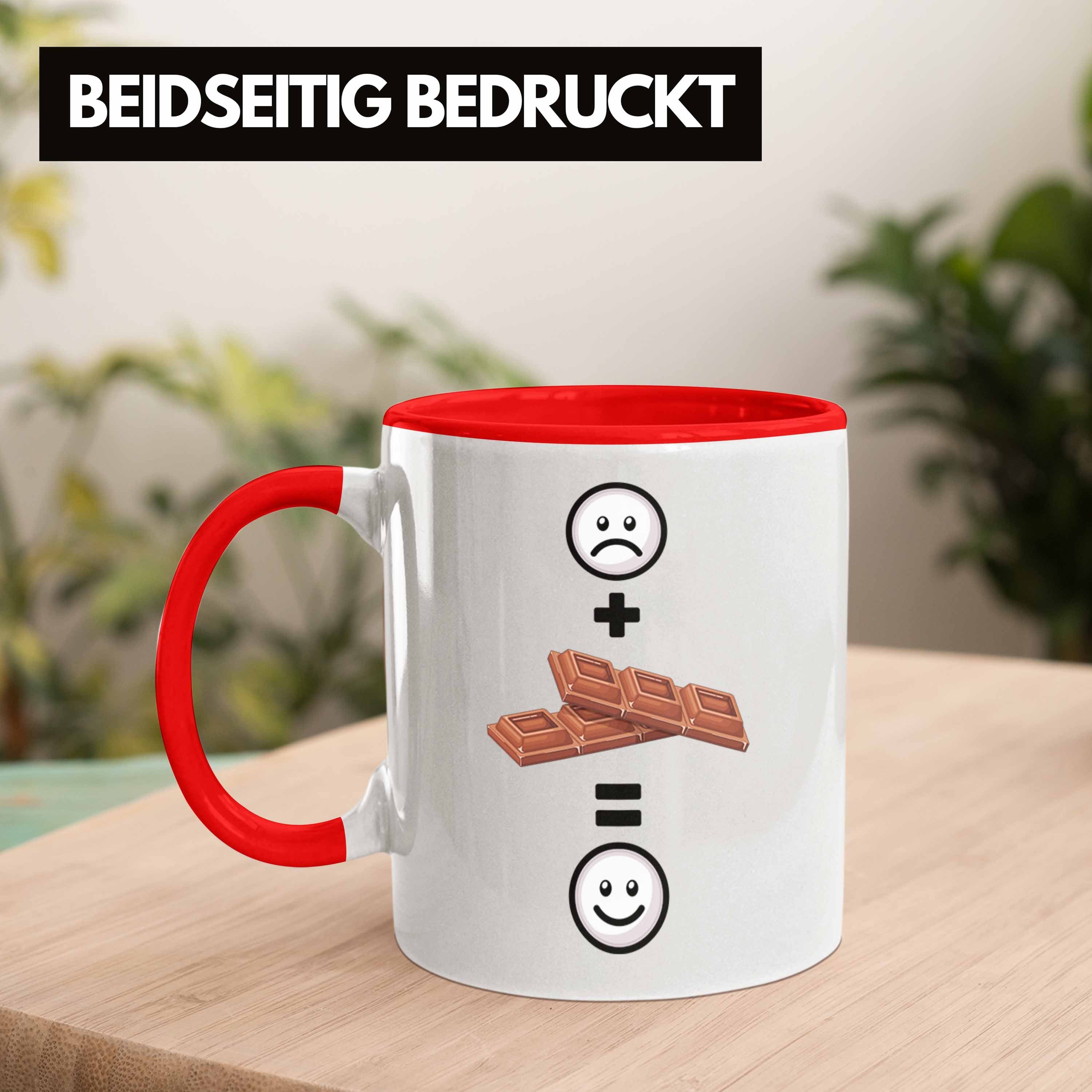 Trendation Tasse Schokolade Tasse Geschenk Lustige für Geschenkidee Schoko-Liebhaber Rot :(
