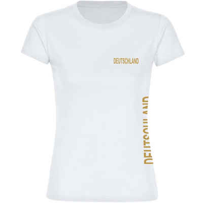 multifanshop T-Shirt Damen Deutschland - Brust & Seite Gold - Frauen