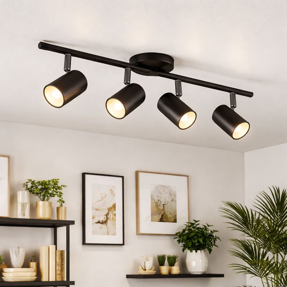 GLOBO LIGHTING Deckenleuchte, Leuchtmittel nicht inklusive, Deckenspot Deckenlampe schwarz drehbar schwenkbar 4 flammig L 54 cm