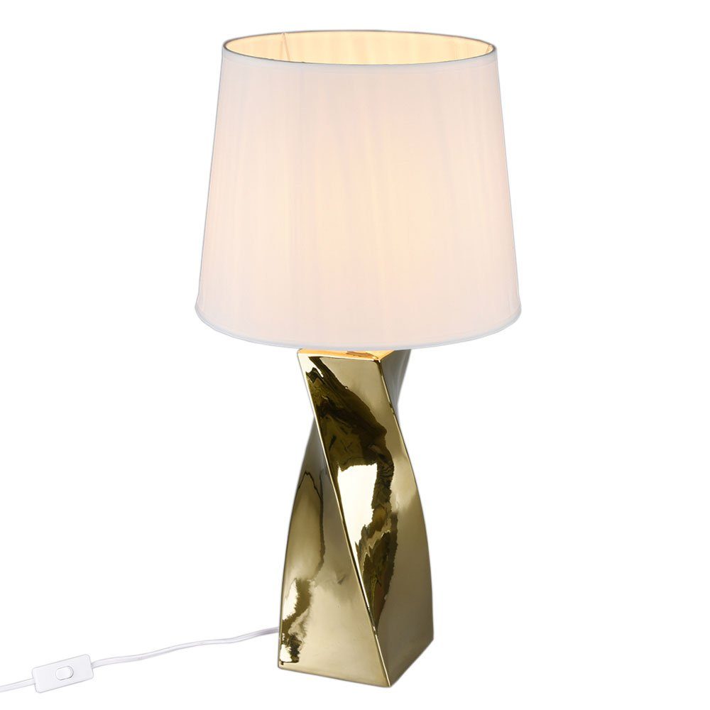 LED Keramik Lampe Tisch Gold Zimmer Leuchte FERNBEDIENUNG Tischleuchte, Warmweiß, etc-shop Leuchtmittel Set inklusive, Lese Ess Farbwechsel, im