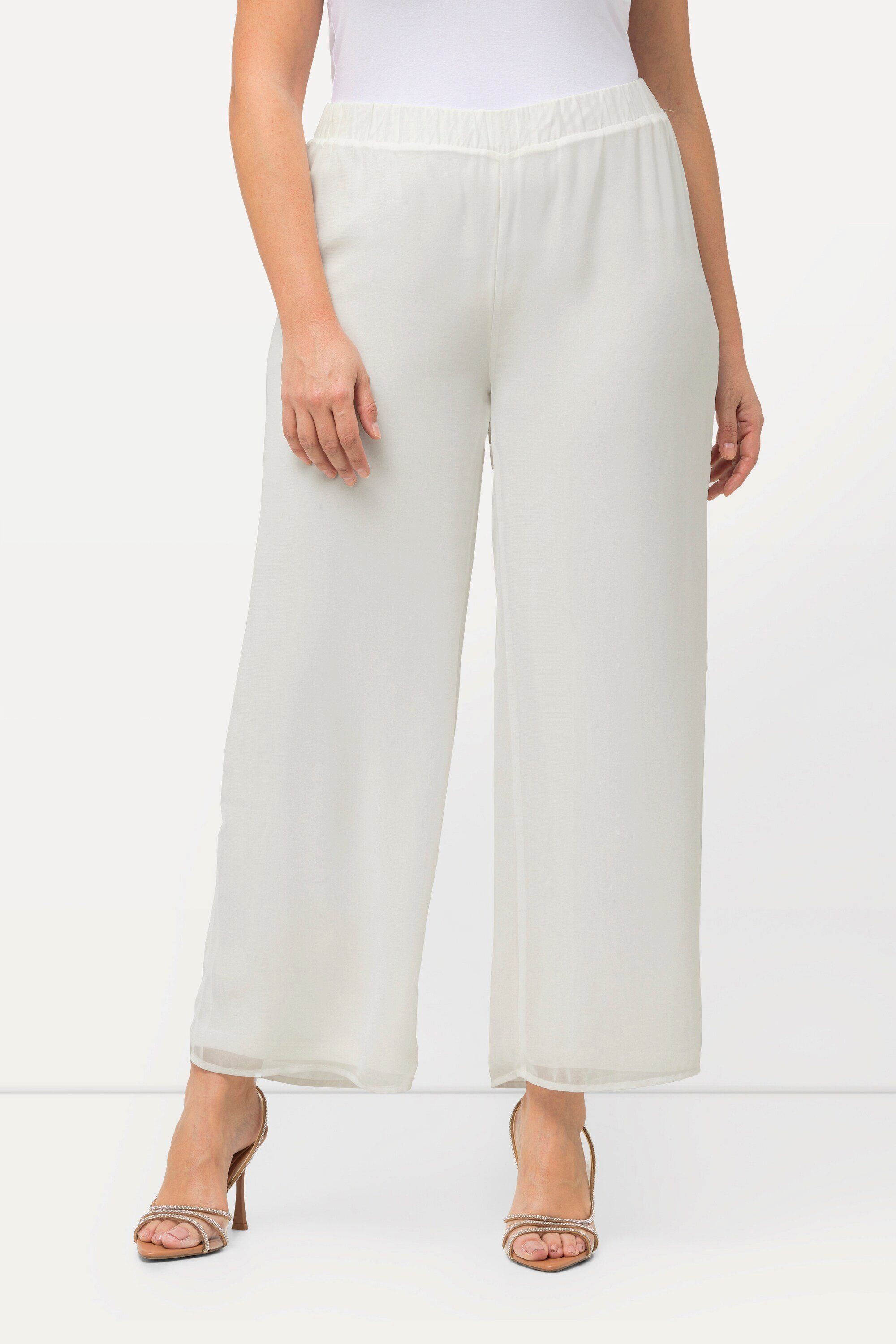 Ulla Popken Schlupfhose Chiffonhose doppellagig weites Bein Elastikbund günstig online kaufen