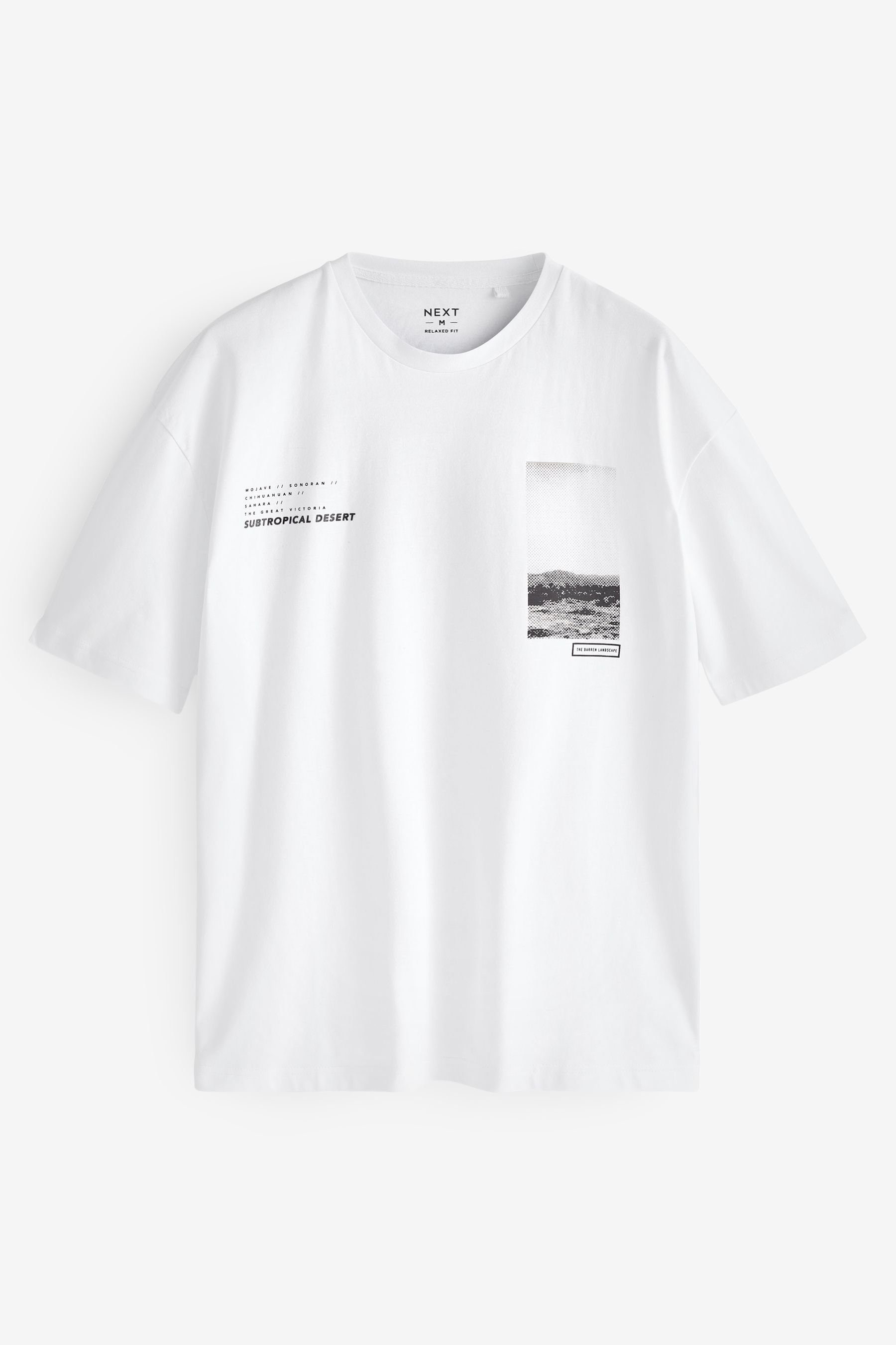 Next Print-Shirt Gemustertes T-Shirt im Relaxed Fit (1-tlg) White Desert Text