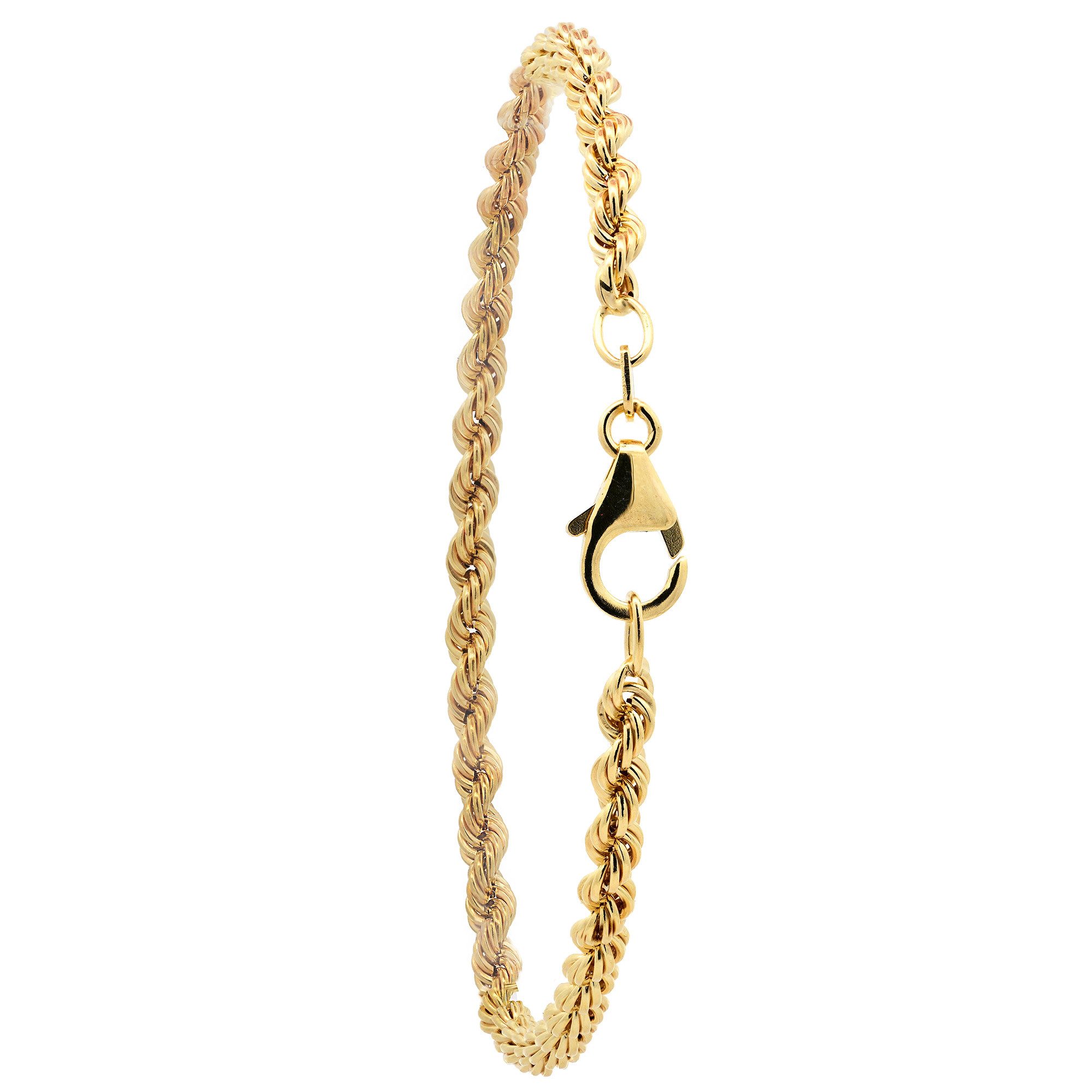 HOPLO Goldarmband Goldarmband Kordelkette hohl 3,3 mm Armkette 19 cm 585-14 günstig online kaufen