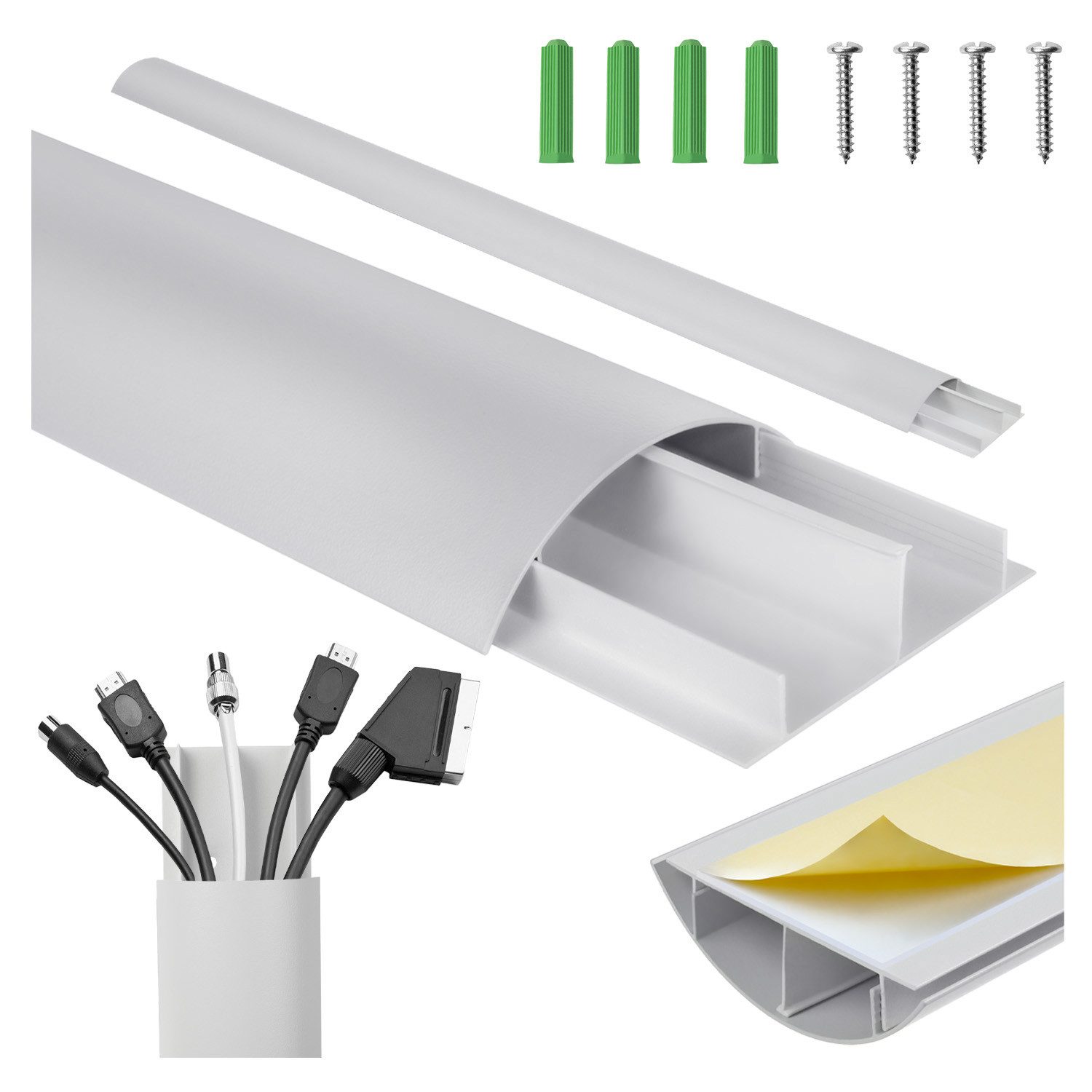 Maclean Kabeldurchfuhr MC-814 Aluminium-Kabelabdeckleiste 75 cm, für die Organisation von Elektro-, HDMI-, Audio- und Internetkabeln