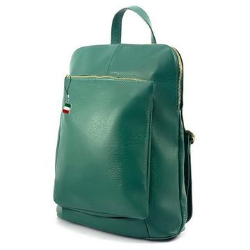 FLORENCE Cityrucksack Florence Rucksack Damen Echtleder (Cityrucksack), Damen Leder Cityrucksack, grün ca. 30cm