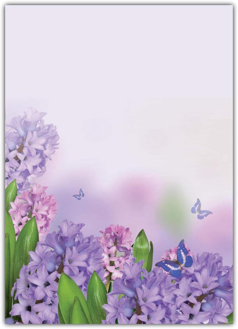 LYSCO Briefpapier Motivpapier Blumenvielfalt, ganzseitig DIN A4, gut beschreibbar, blumige Atmosphäre, für alle Drucker geeignet.