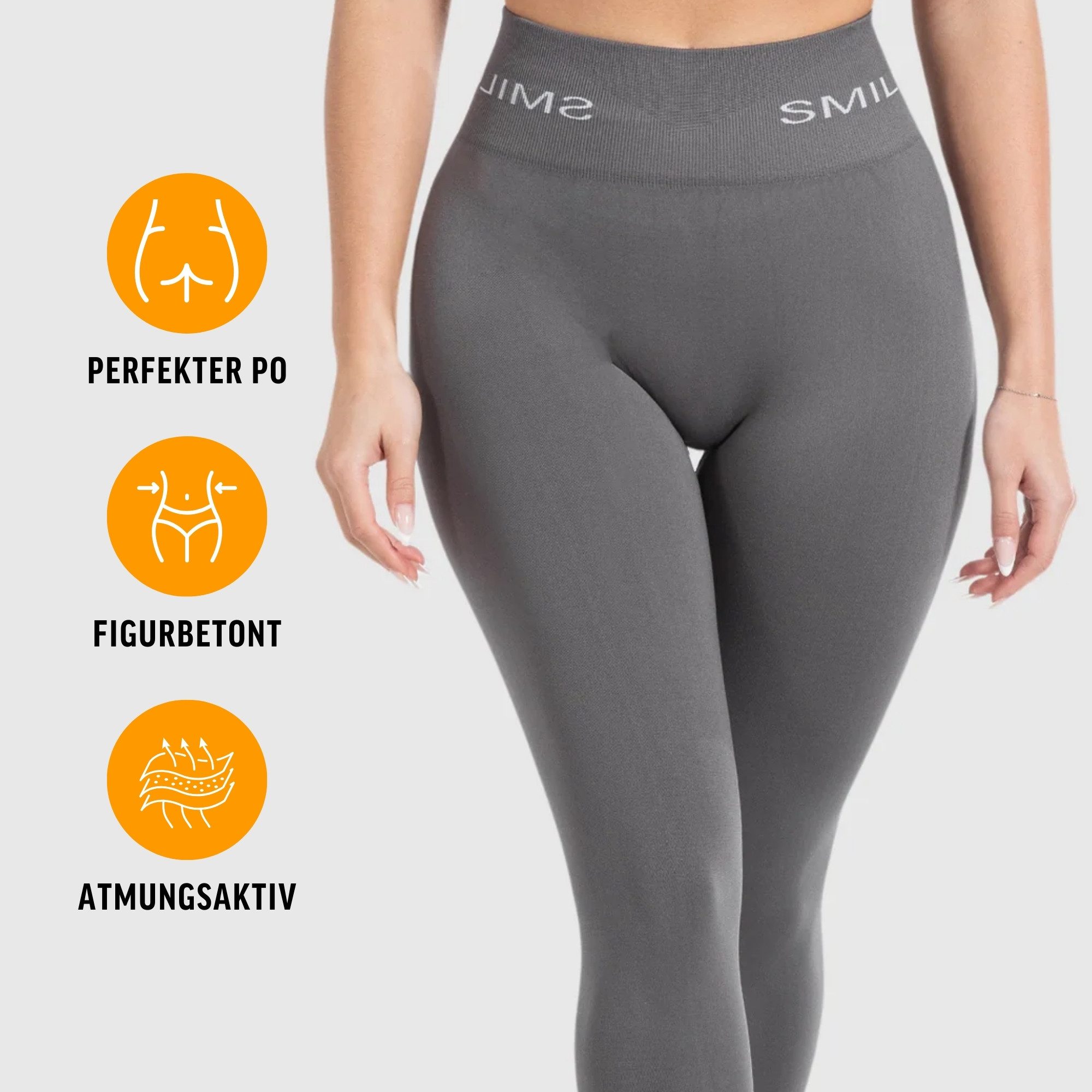 Smilodox Leggings Azura, Push Up Booy Fitnessleggings mit Schriftzug Sport & Alltag Scrunch Butt Squat-Sicher High Waist Seamless Yoga Gymhose Blickdicht