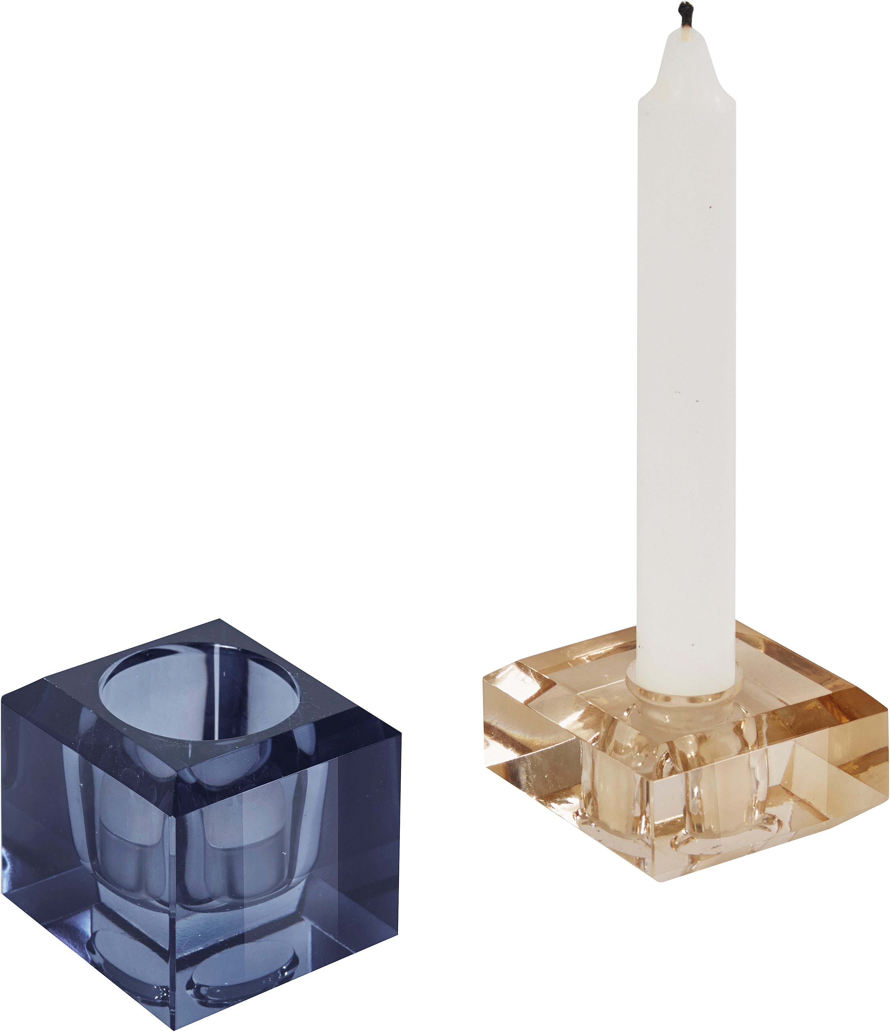 LeGer (Set, Kerzenhalter Glas, für Ylvi by Stabkerzen blau/gelb St), Gercke aus und Lena 2 Home Teelichter