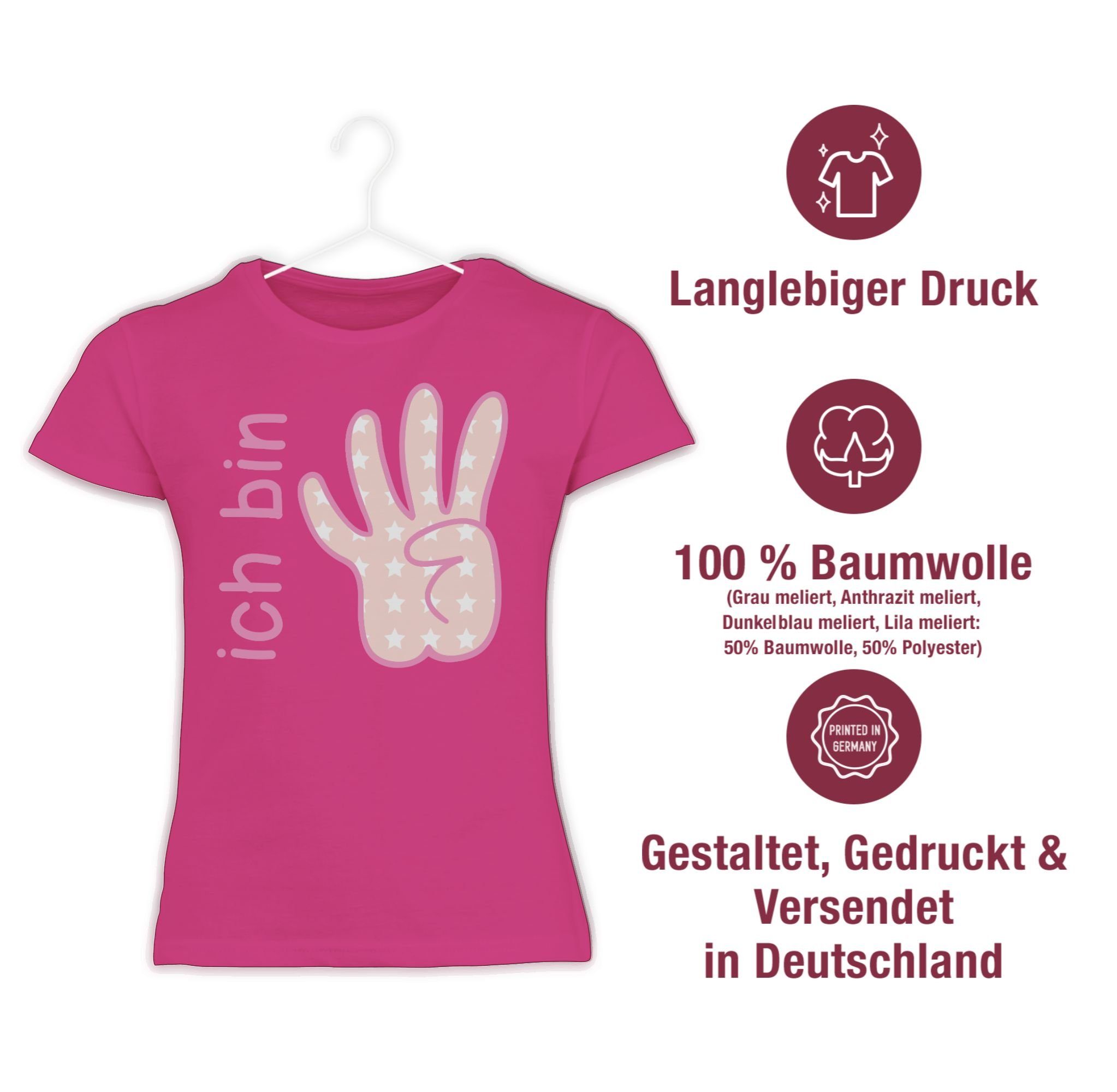 bin Zeichensprache rosa Geburtstag Shirtracer Fuchsia vier 1 T-Shirt Ich 4.