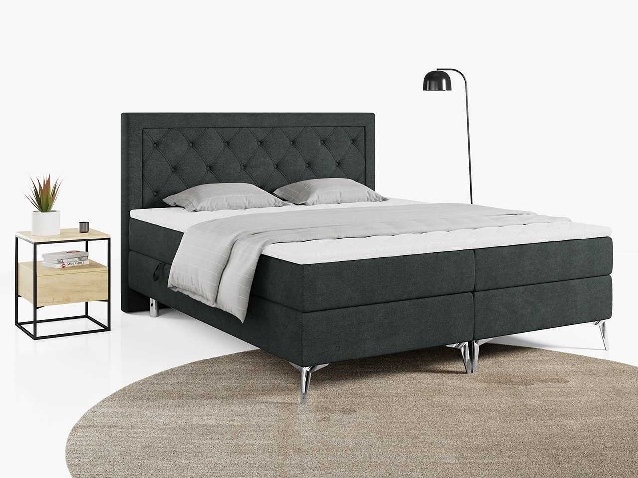 MKS MÖBEL Boxspringbett DUNAJ, Doppelbett mit Polsterbett Kopfstütze mit Multipocket-Matratze