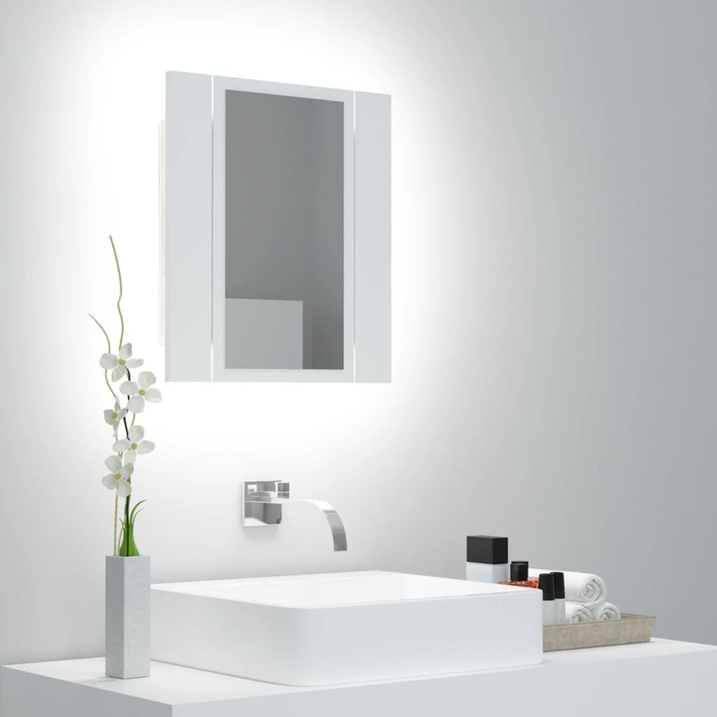 vidaXL Badezimmerspiegelschrank LED-Bad-Spiegelschrank Weiß 40x12x45 cm Acryl (1-St)
