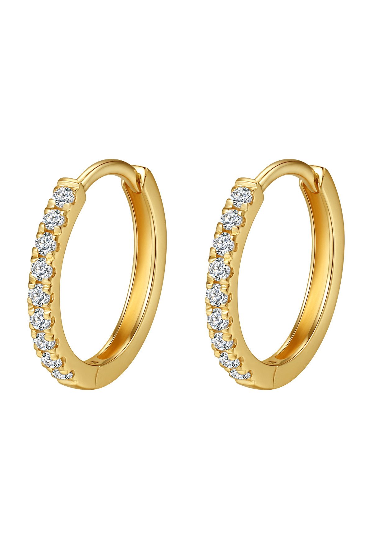 Dear Me Paar Creolen 585 Gold Weißgold Damen, Massivgold Schmuck Kristall, günstig online kaufen