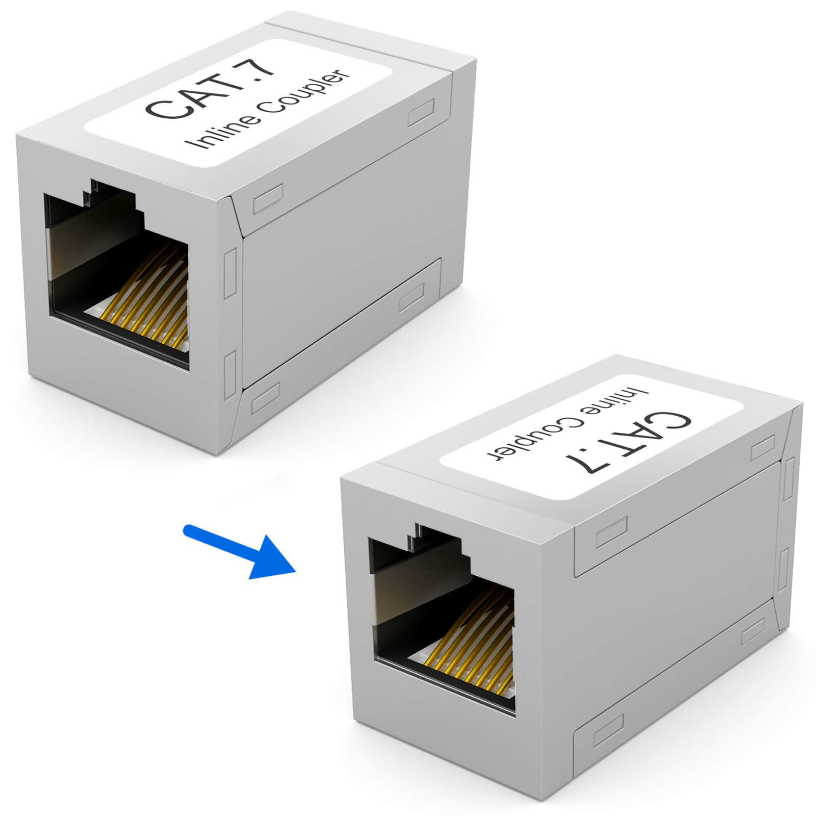 HB-DIGITAL Kabelverbinder-Sortiment Netzwerkkabel Adapter CAT 7 RJ45 Indoor verchromt, für die Verwendung in geschlossenen Räumlichkeiten geeignet (Indoor)