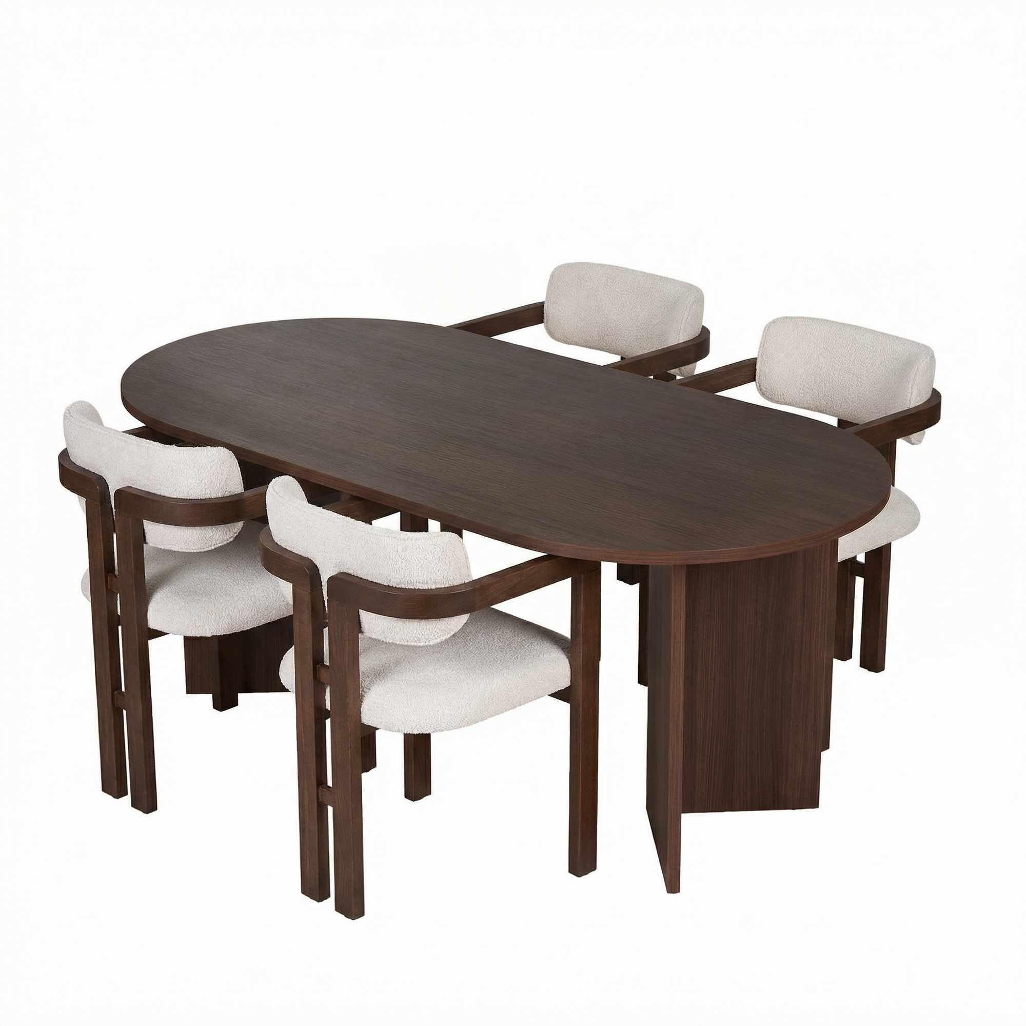 Skye Decor Essgruppe Sablin Modern 4 Japandi Set, (Set, 5-tlg., 1 Tish,4 Stühle), bestenend aus 4 Stühl und 1 Tish Modern Esszimmer Set