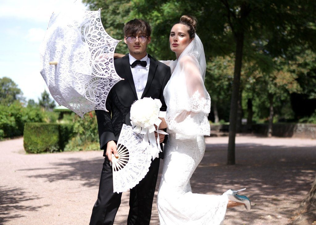 Spitzenschirm Stockregenschirm Deko Sonnenschirm, weiß von Vivienne Spitze Hochzeitsschirm Lilienfeld Brautschirm