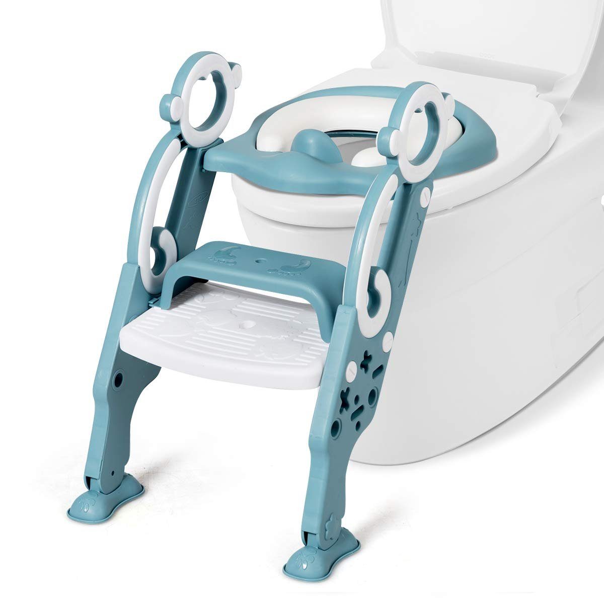 2 Farbe Toilettentrainer mit Treppe baby Toilettensitz WC Faltbar Leiter 