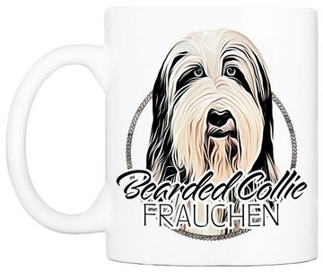 Cadouri Tasse BEARDED COLLIE FRAUCHEN - Kaffeetasse für Hundefreunde, Keramik, mit Hunderasse, beidseitig bedruckt, handgefertigt, Geschenk, 330 ml