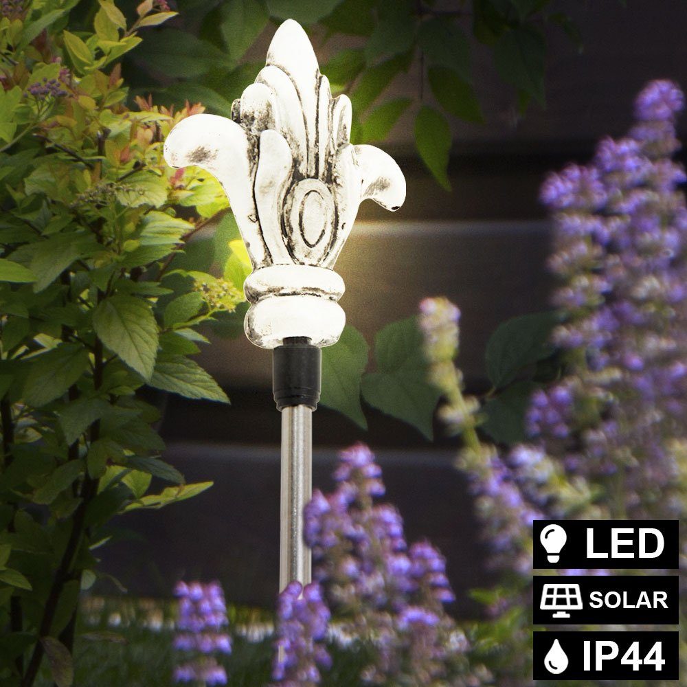 etc-shop Gartenleuchte, LED-Leuchtmittel fest verbaut, LED Steck Außen SOLAR Terrassen Garten Leuchte Edelstahl 2er Außen Set