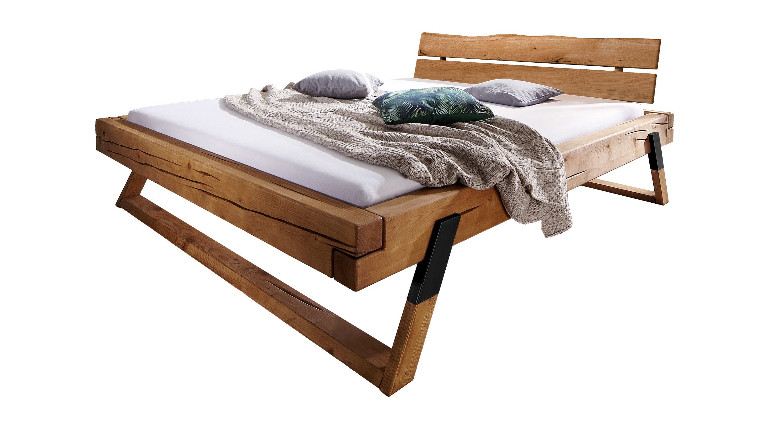 Massivart® Massivholzbett Balkenbett BENITA / Kiefer günstig online kaufen