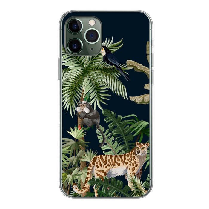 MuchoWow Handyhülle Dschungel - Pflanzen - Tiere - Kinder - Flamingo - Zebra Handyhülle Apple iPhone 11 Pro Smartphone-Bumper Print Handy