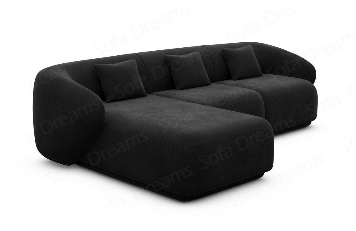 Stoffsofa, Sofa kurz Couch schwarz95 Form Dreams Loungesofa mane Design Ecksofa Sofa Samtstoff Marbella L mit Polster