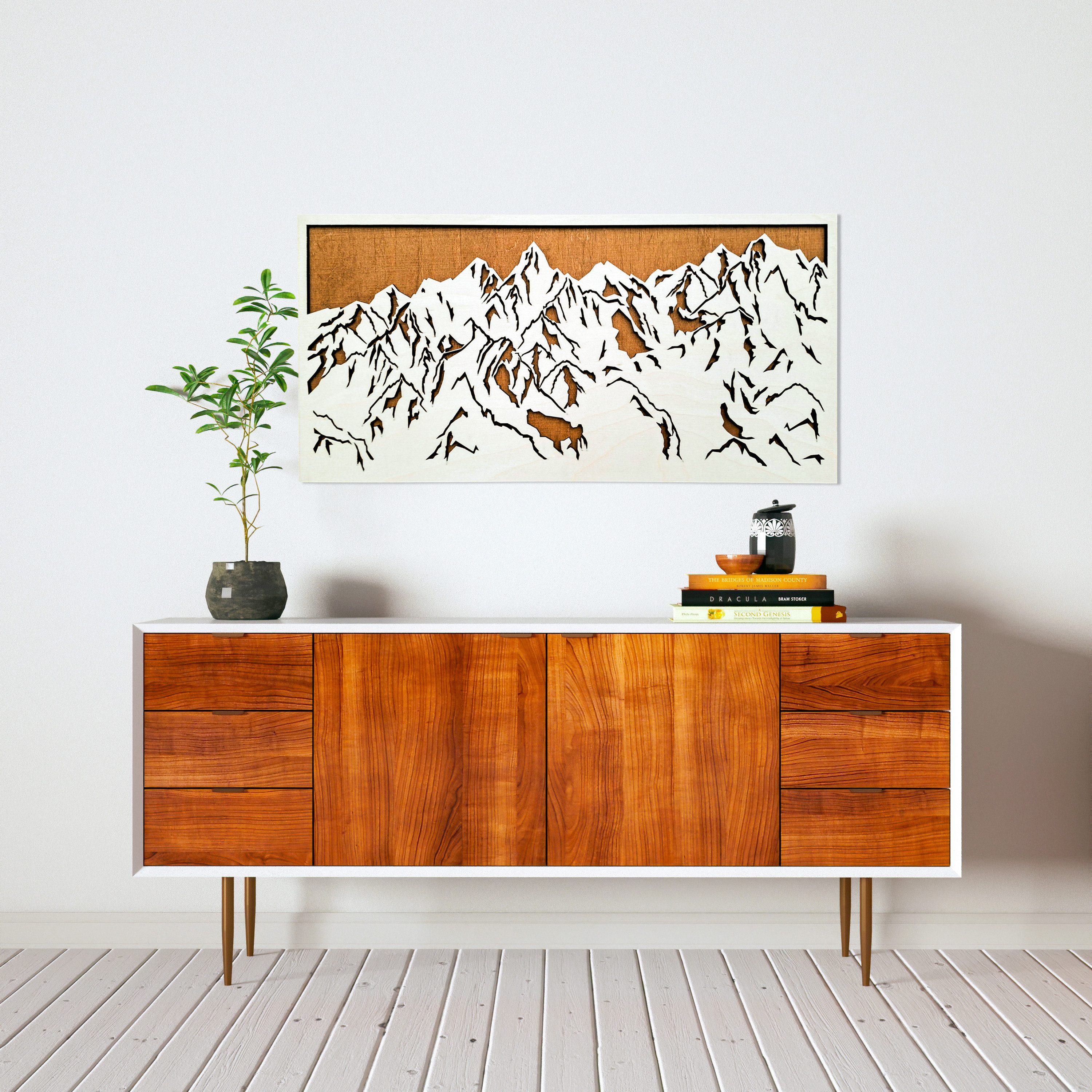 ORNAMENTI Wanddekoobjekt 3D WANDDEKO, Berge, ein Geschenk für einen Bergliebhaber, Holz (moderne Deko Anhanger, Wandsculptur, Holzbild, geschnitz Wandrelief, Verzierung fur Zuhause, 5 Größen, stilvolle Wanddekoration, Wandpaneel, Ornament, hingucker Wanddeko), Grosses, modernes Wandbild, Wohnzimmer, Schlafzimmer, Wandkunst