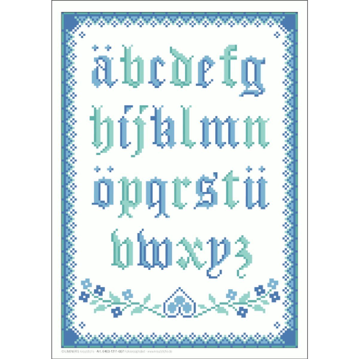 Lindner´s Kreuzstiche Kreativset Lindner´s Kreuzstiche Zählmuster Vorlage "Folklorealphabet eisig", 00, (embroidery kit by Marussia)