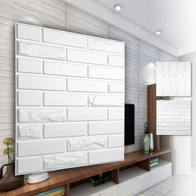 Hexim Wanddekoobjekt HD114 (PVC Kunststoff - weiße Wandverkleidung mit 3D Optik - Steinoptik Motive (0.25 qm 1 Platte) kleben Wandverkleidung)