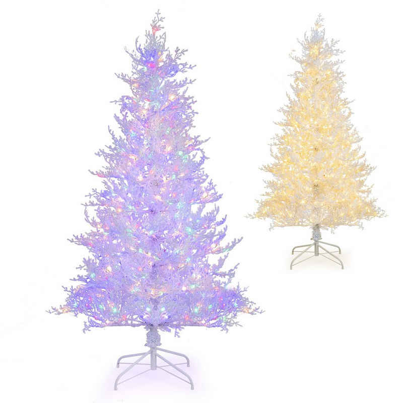 COSTWAY Künstlicher Weihnachtsbaum, 180cm mit Schnee, 300 LEDs, 11 Lichtmodi
