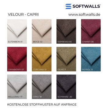 softwalls Kopfteil Wandkissen Velour - Kopfteil Bett - Polster, Schwarz - 30x30, (1 St., 5 (sehr gut), Schalldämmend