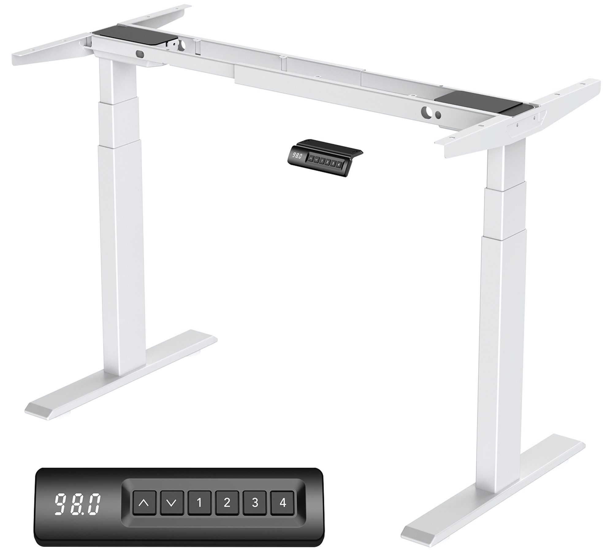kowdom Schreibtisch Höhenverstellbares Schreibtischgestell Dual Motor 62-127cm Memory Weiß (Schreibtischgestell, elektrisch höhenverstellbar), Höhenverstellbar, Memory, Kollisionsschutz, LED, Kindersicherung