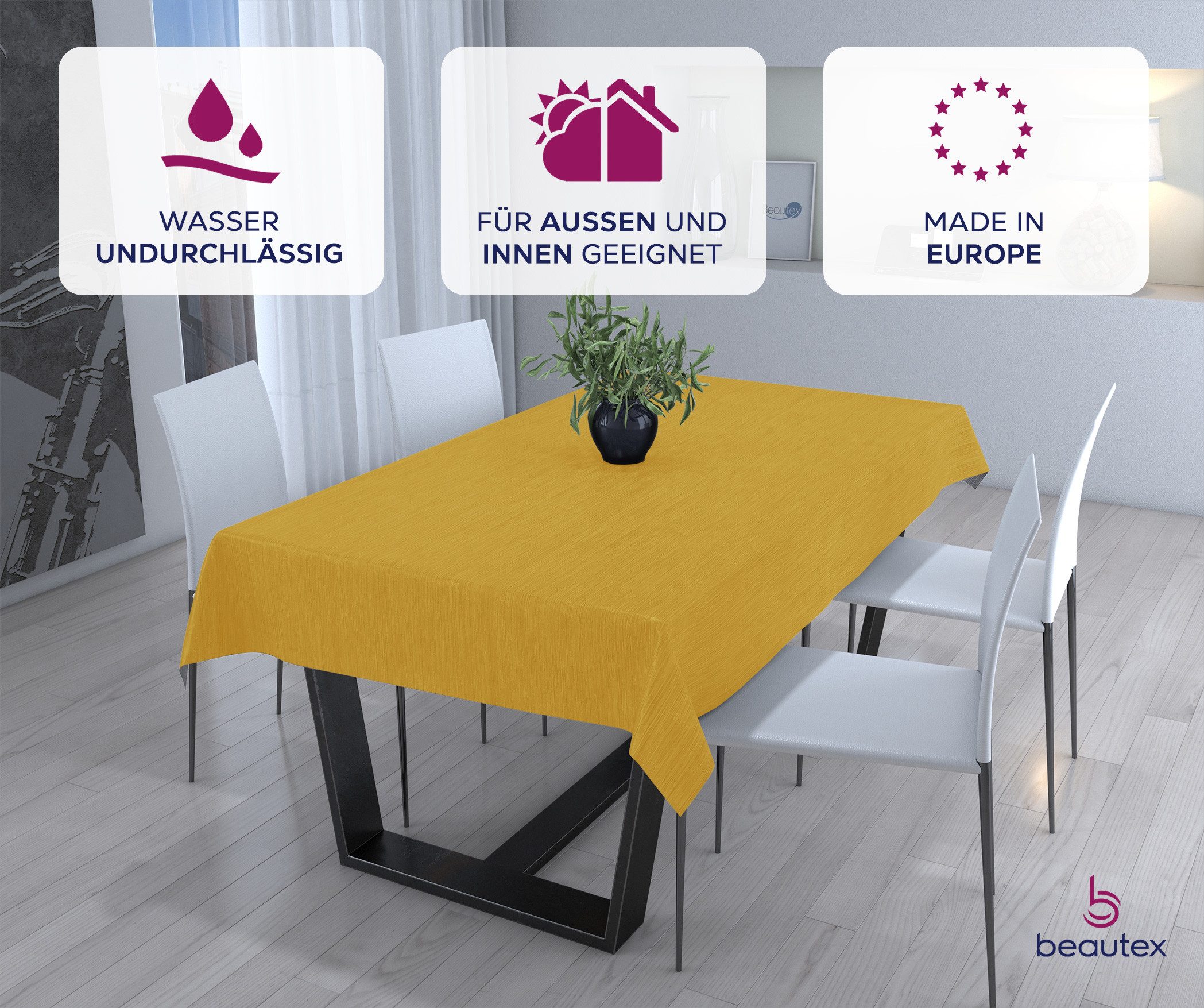 Beautex Tischdecke Wachstuchtischdecke Meterware abwaschbar fleckenabweisend aus PVC (1-tlg), Wasserundurchlässig, Zuschneidbar, Pflegeleicht, Oberflächenversie – Bild 4 von 5