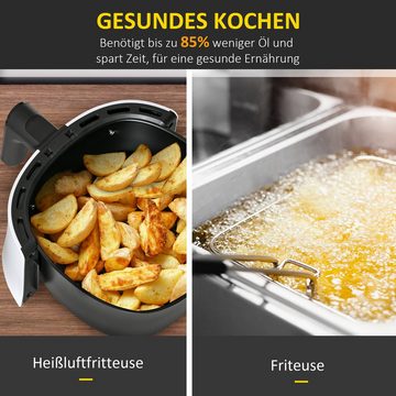 HOMCOM Heißluftfritteuse Luftfritteuse, 1300 W, Multicooker mit 7-in-1 Funktion