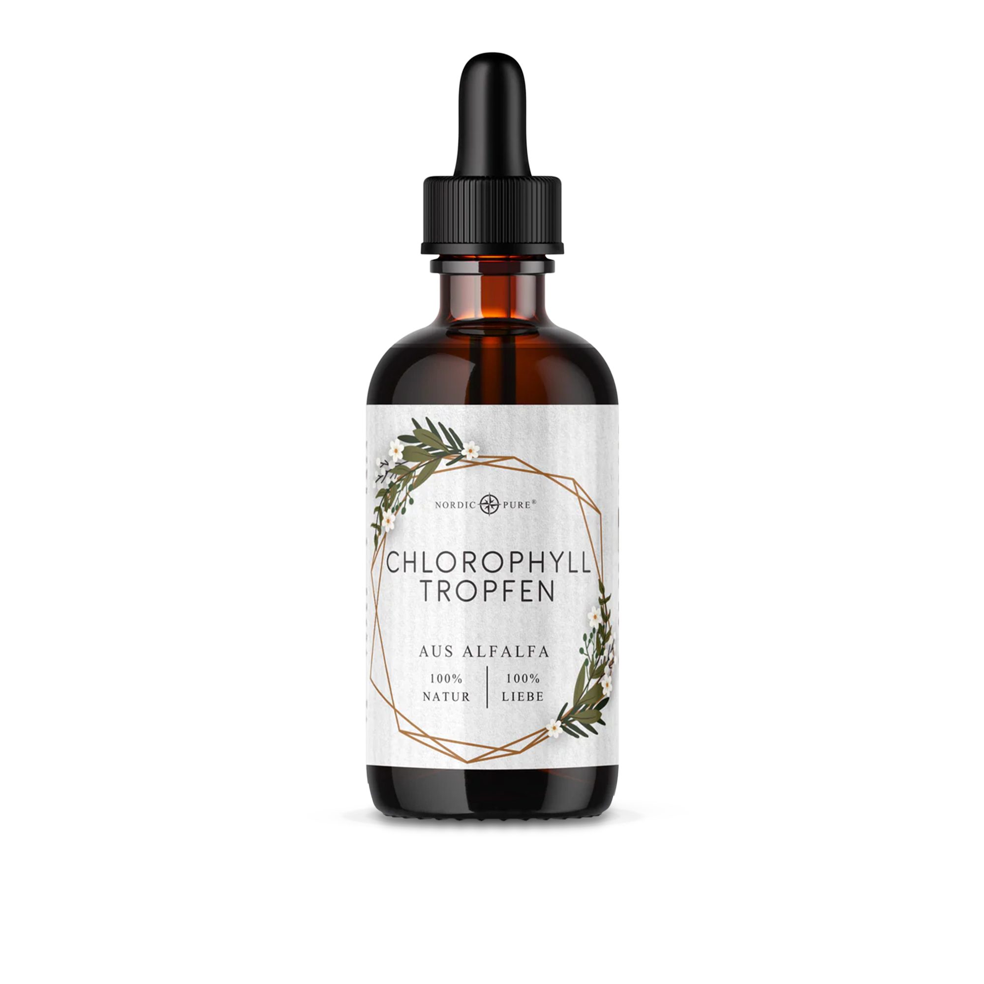 Nordic Pure® Nordic Pure Chlorophyll aus Alfalfa Tropfen, mit 200 mg pro Tagesdosis – Vegan à 100 ml
