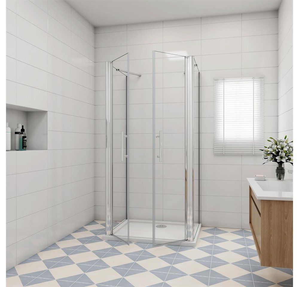 Thumbnail - duschspa Komplettdusche U-Form Duschkabine Schwingtür Drehtür Duschtür Duschwanne Duschtasse, BxT: 80x80 cm, Einscheiben...
