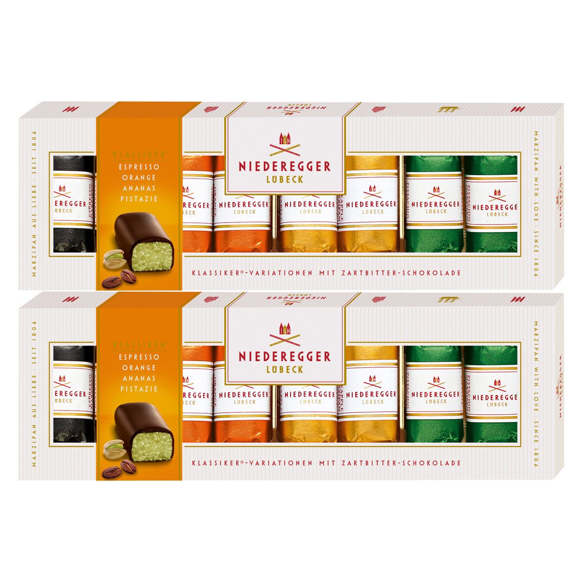 Niederegger Schokolade, Niederegger Marzipan Klassiker Variationen Zartbitter 100g 2er Pack