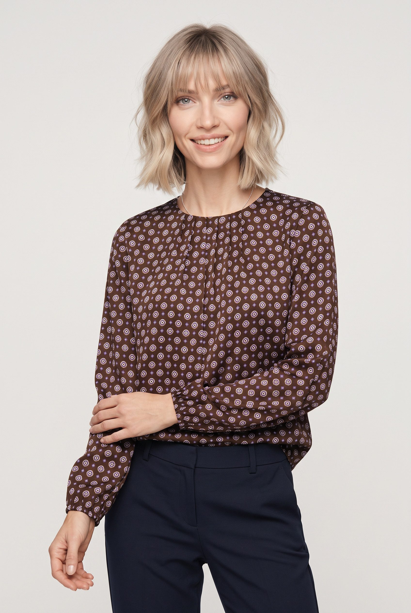 Zero Satinbluse fein gemustert / elastische Bündchen