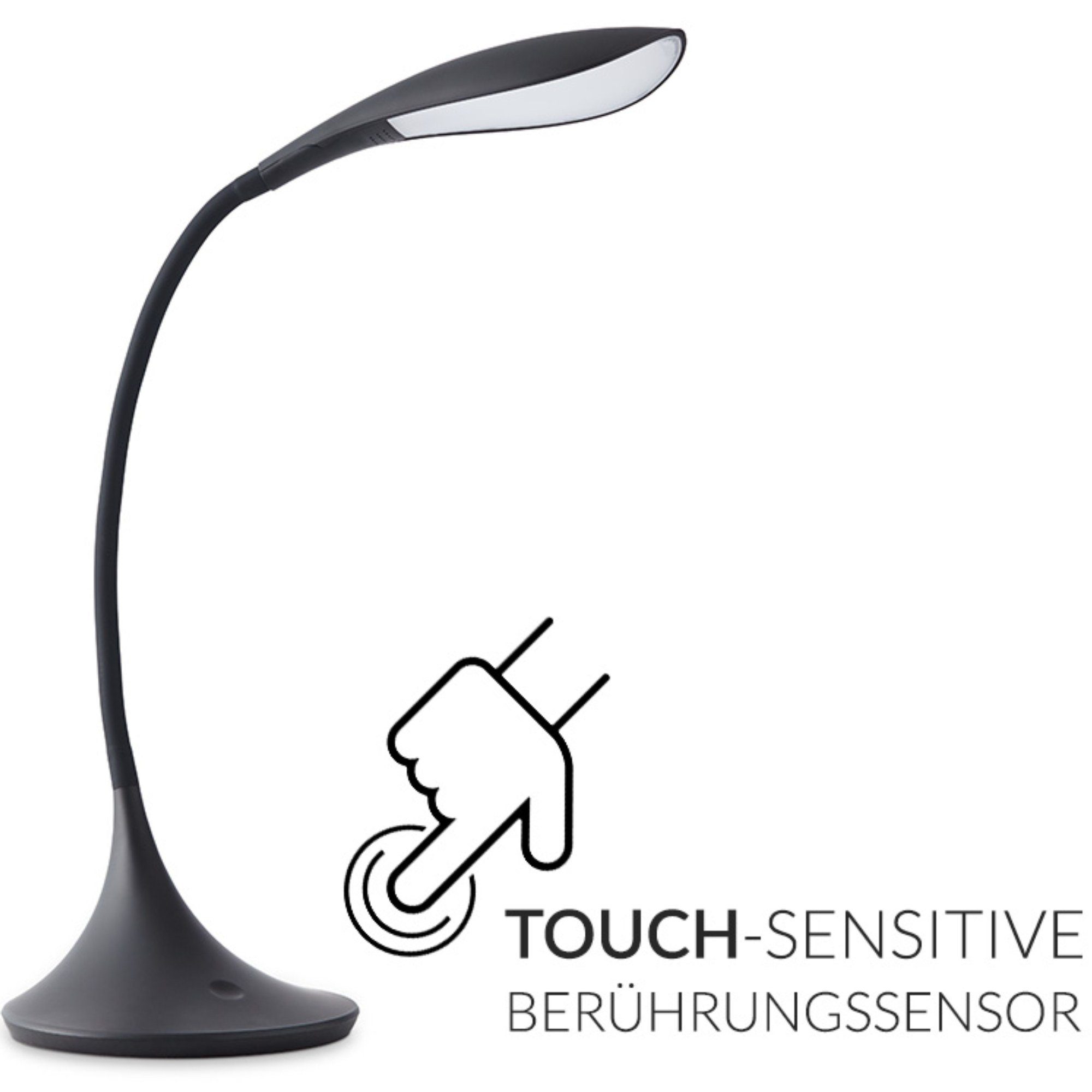 Konsimo Tischleuchte mit 1,5 Berührungssensor schwarz LED m, integriert, Schreibtischlampe, TIFER fest